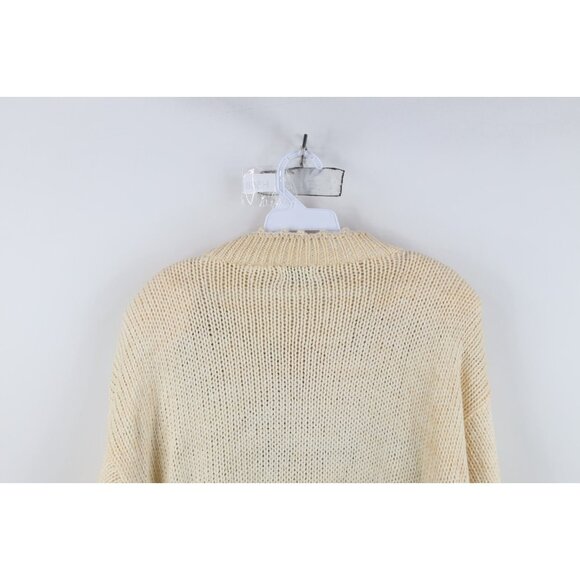 Deadstock Vintage 90s Streetwear Womens Medium Hand Knit Flower Floral Sweater - Picture 14 of 15